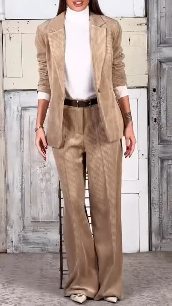 Women Lapel Jacket + Pants Temperament Commuter Suit
