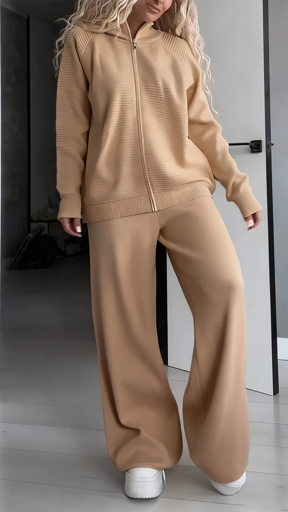 Women Solid Color Loose Casual Suit
