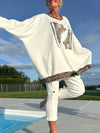 Women Round Neck Leopard Print Loose Casual Top