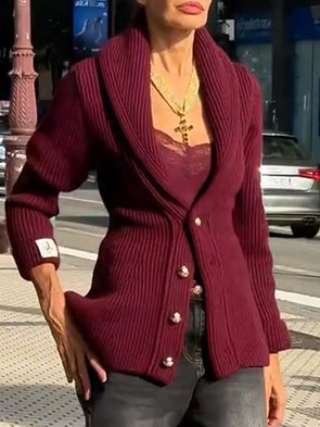 Women Knitted Button-down Casual Sweater
