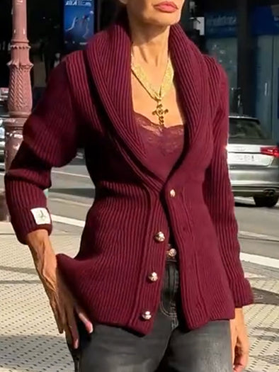 Women Knitted Button-down Casual Sweater