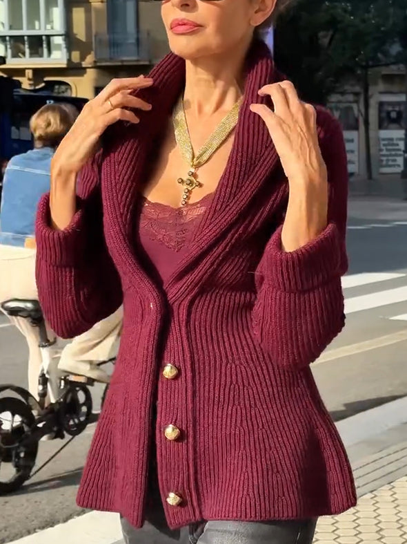 Women Knitted Button-down Casual Sweater