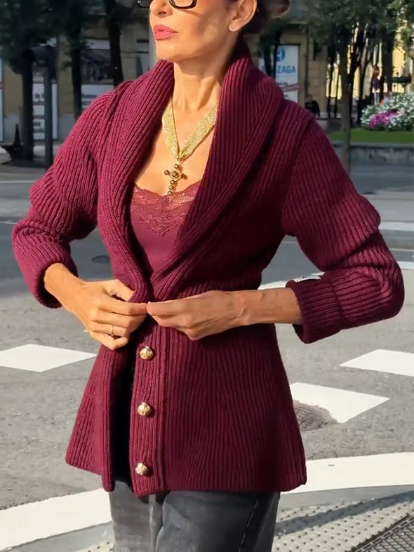 Women Knitted Button-down Casual Sweater
