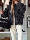 Women Stand Collar Plaid Casual Cotton Jacket