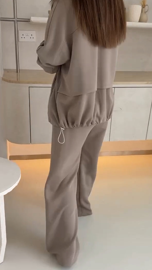 Women Solid Color Casual Three-piece Suit
