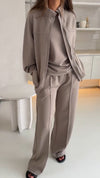 Women Solid Color Casual Three-piece Suit