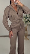 Women Lapel Jacket + Drawstring Pants Casual Suit
