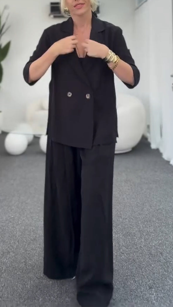 Women Lapel Jacket + Pants Temperament Commuter Suit