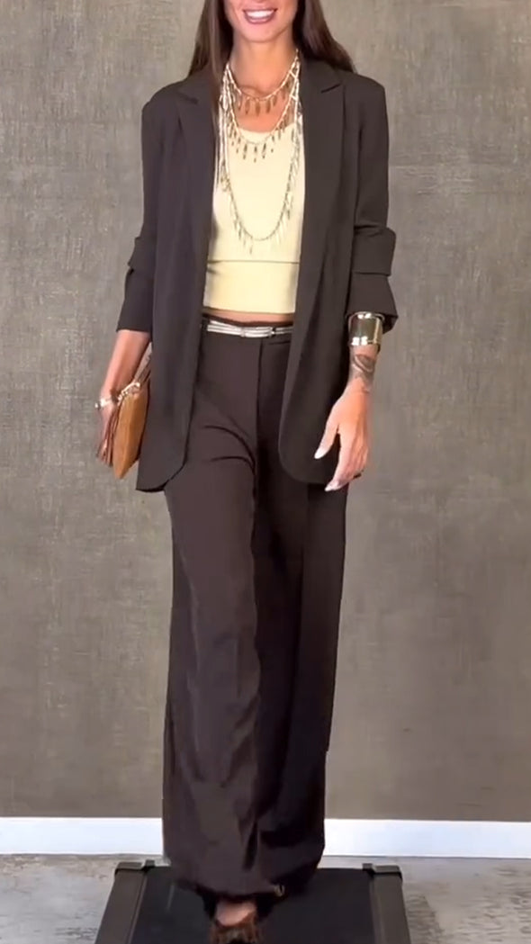 Women Lapel Jacket + Pants Temperament Commuter Suit