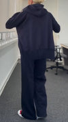 Women Round Neck Hooded Zipper Jacket + Pants Casual Suit