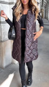 Women Hooded Casual Long Cotton Vest