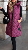Women Hooded Casual Long Cotton Vest