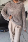 Women Casual Shiny Hollow Hooded Sweater