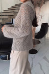 Women Casual Shiny Hollow Hooded Sweater