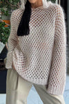 Women Casual Shiny Hollow Hooded Sweater