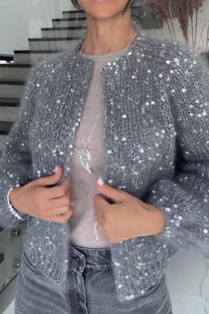 Women Casual Sequin Cardigan Sweater