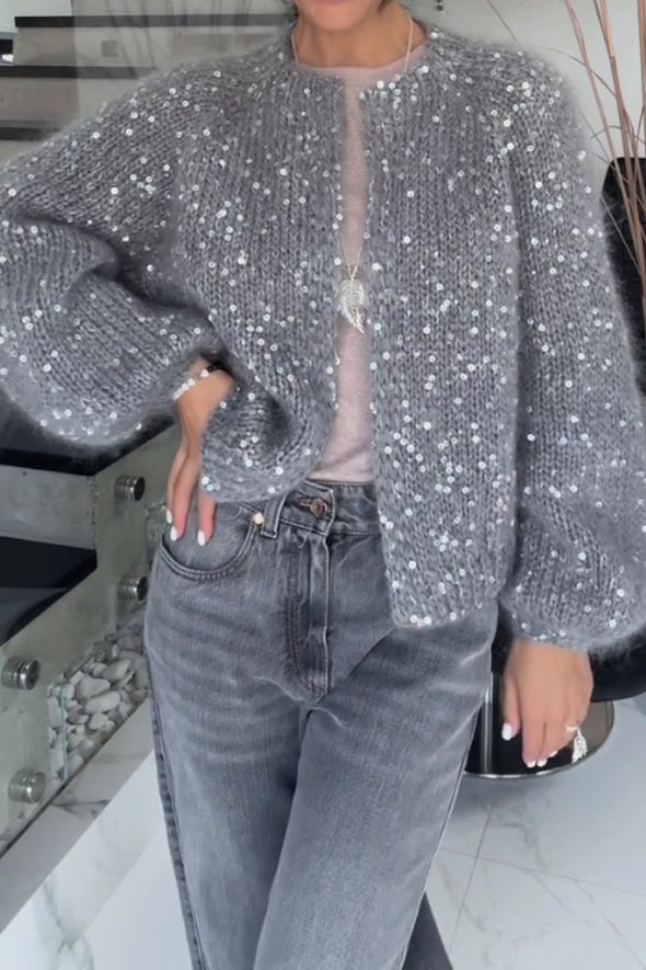 Women Casual Sequin Cardigan Sweater