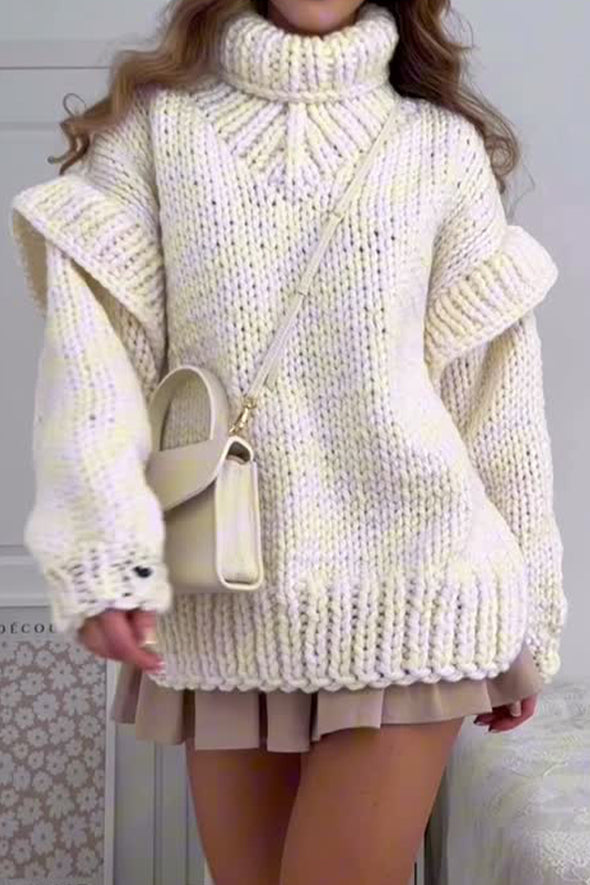 Women Casual Warm Oversized Turtleneck Long Sleeve Sweater