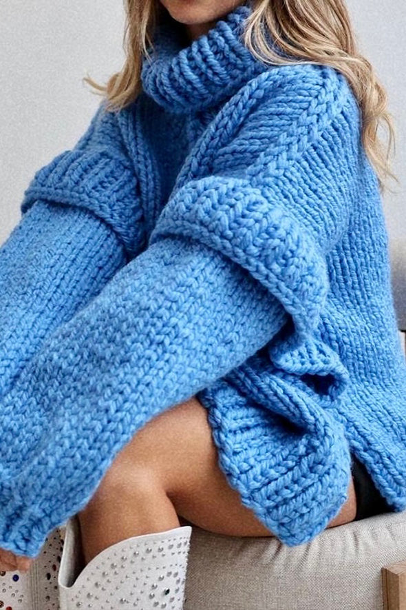 Women Casual Warm Oversized Turtleneck Long Sleeve Sweater