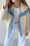 Women Casual Contrast Plush Panelled Jacket