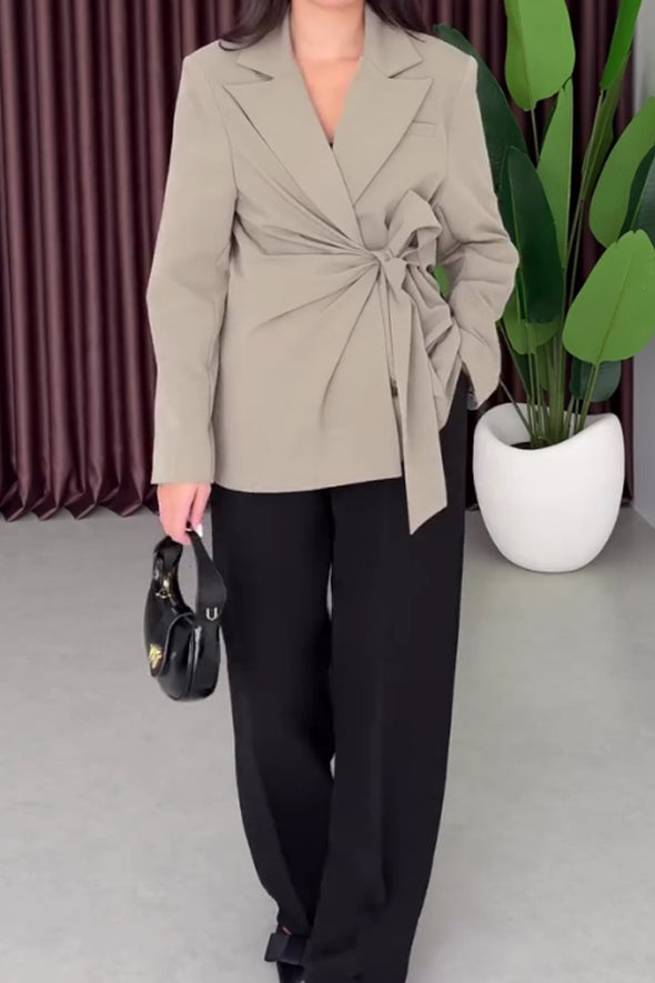Women Fashion Asymmetrical Lace-Up Blazer