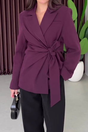 Women Fashion Asymmetrical Lace-Up Blazer