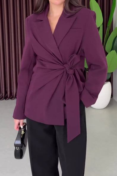 Women Fashion Asymmetrical Lace-Up Blazer