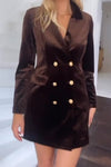 Women Classic Elegant Velvet Long Blazer