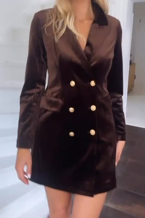 Women Classic Elegant Velvet Long Blazer