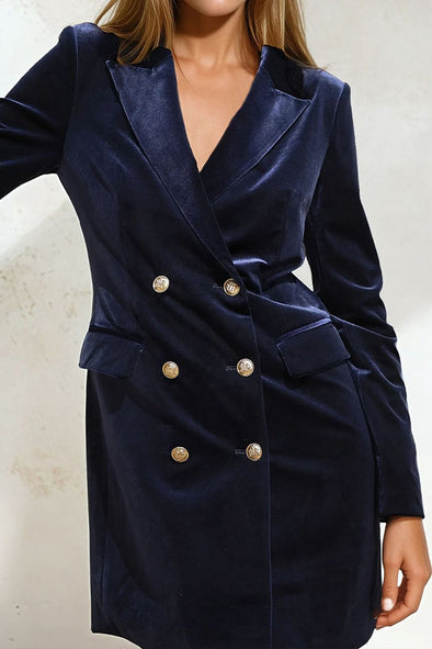 Women Classic Elegant Velvet Long Blazer