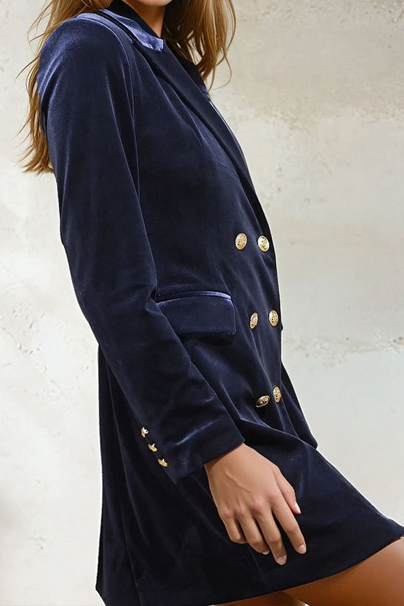Women Classic Elegant Velvet Long Blazer