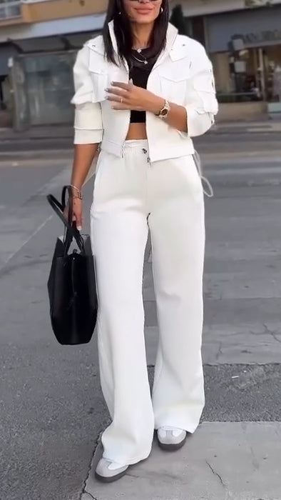 Ladies Collar Jacket+ Pants with A Casual Temperament Suit