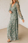 Women V-neck Printed Patchwork Casual Dress