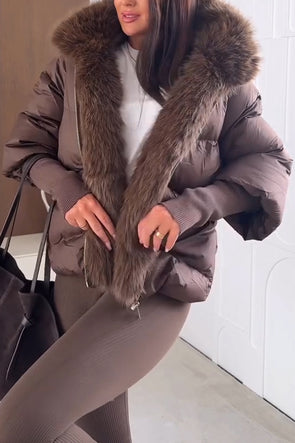 Women Fur Collar Casual Cotton Jacket
