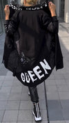Women Stand Collar Printed Letters Temperament Casual Long Jacket