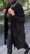 Women Stand Collar Printed Letters Temperament Casual Long Jacket
