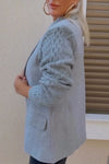 Women Lapel Spliced Knit Sleeves Temperament Commuter Jacket