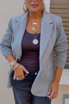 Women Lapel Spliced Knit Sleeves Temperament Commuter Jacket
