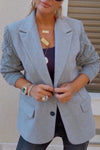 Women Lapel Spliced Knit Sleeves Temperament Commuter Jacket