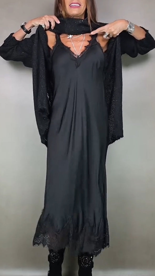 Women Sweater + Suspender Inner Dress Casual Suit