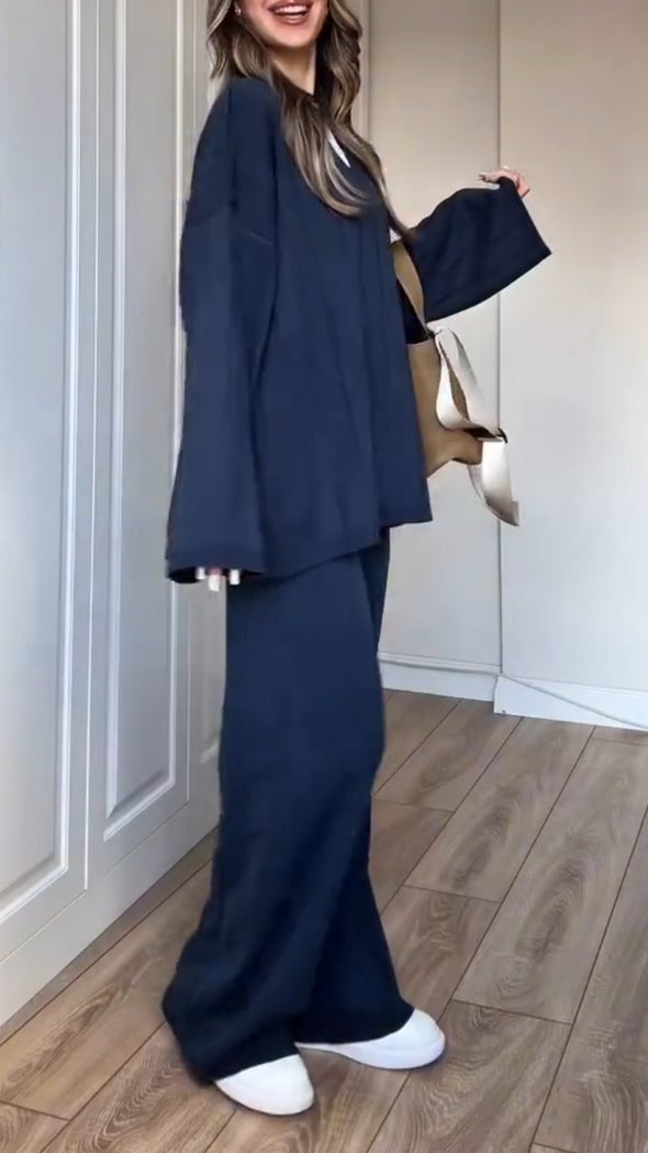 Women Lapel Solid Color Casual Suit