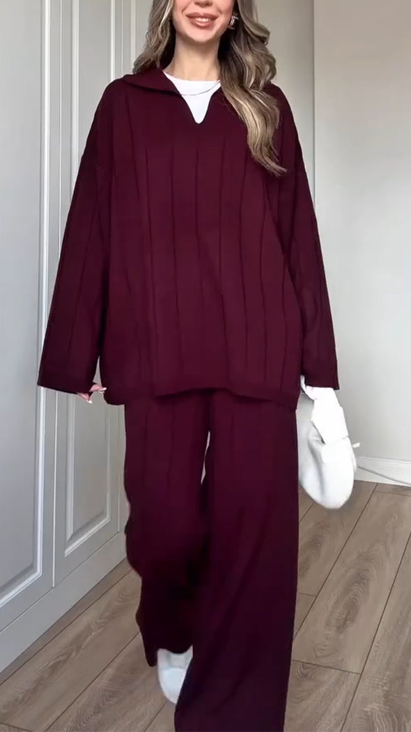 Women Lapel Solid Color Casual Suit