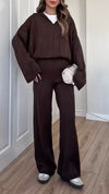 Women Lapel Solid Color Casual Suit
