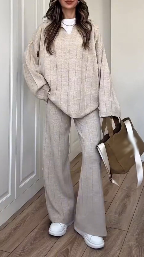 Women Lapel Solid Color Casual Suit