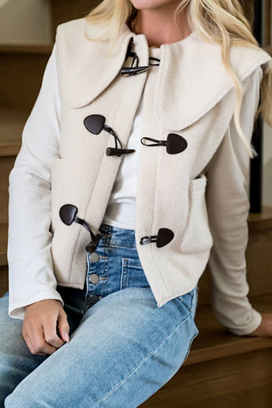 Women Casual Plush Warm Large Lapel Claw Button Vest Jacket