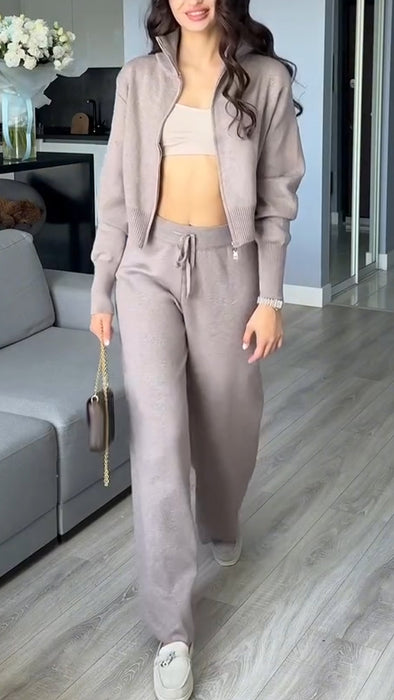 Women Solid Color Casual Suit