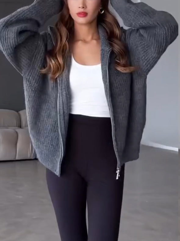 Women Lapel Casual Knitted Coat