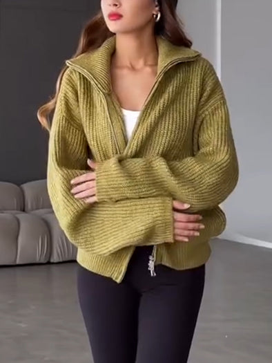 Women Lapel Casual Knitted Coat
