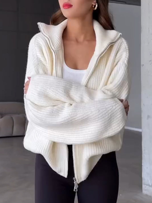 Women Lapel Casual Knitted Coat