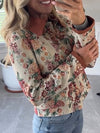 Women Lapel Printed Casual Jacket